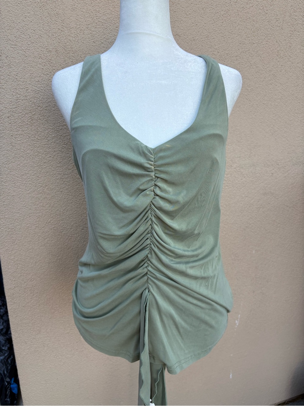 gimmicks by BKE Sage Ruched Tank with Front Tie